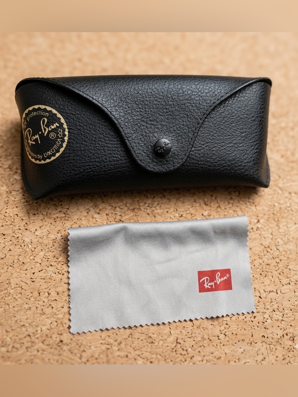Ray Ban Black Semi-Hard Aviator Sunglasses Case w/ Cleaning Cloth